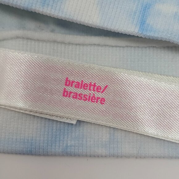 PINK Victoria's Secret Seamless Blue and White Tie Dye Lace Trim Plunge Bralette - Picture 10 of 12